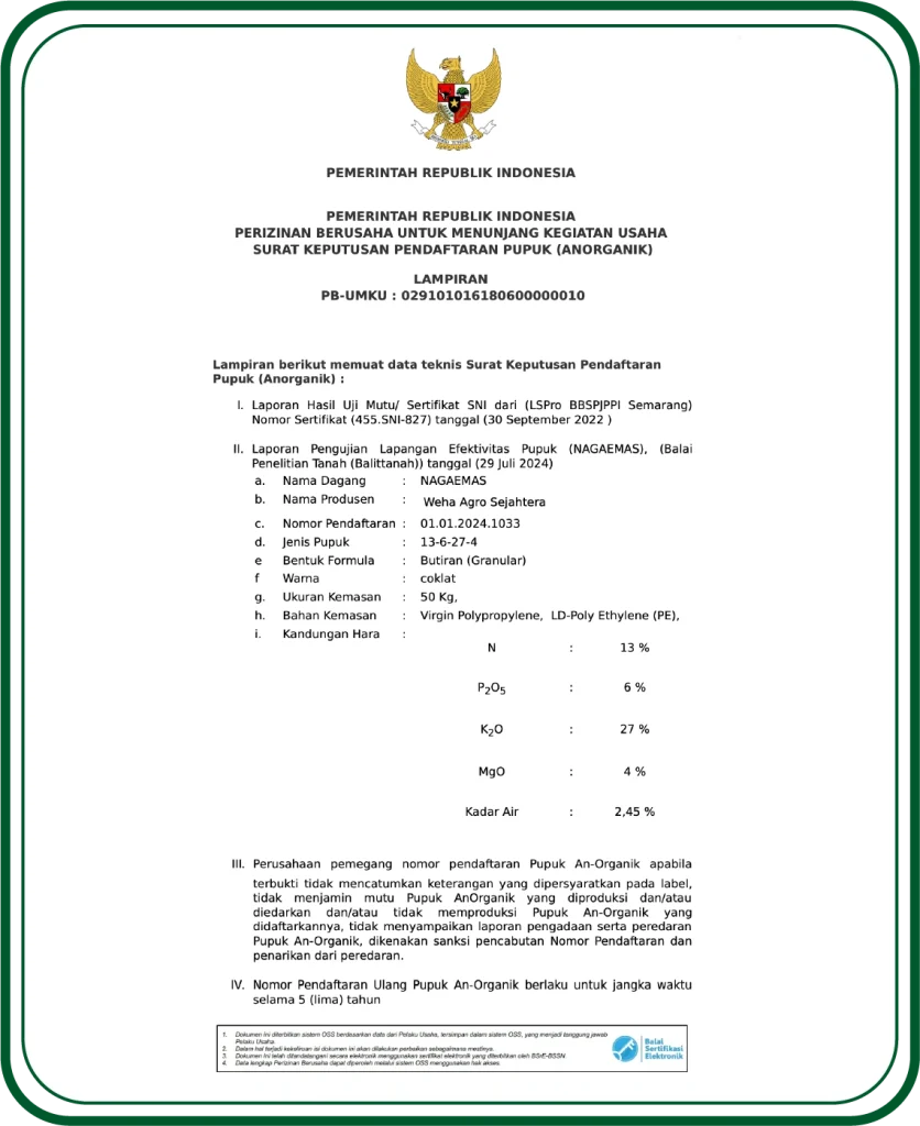 Surat Keputusan Pendaftaran Pupuk
